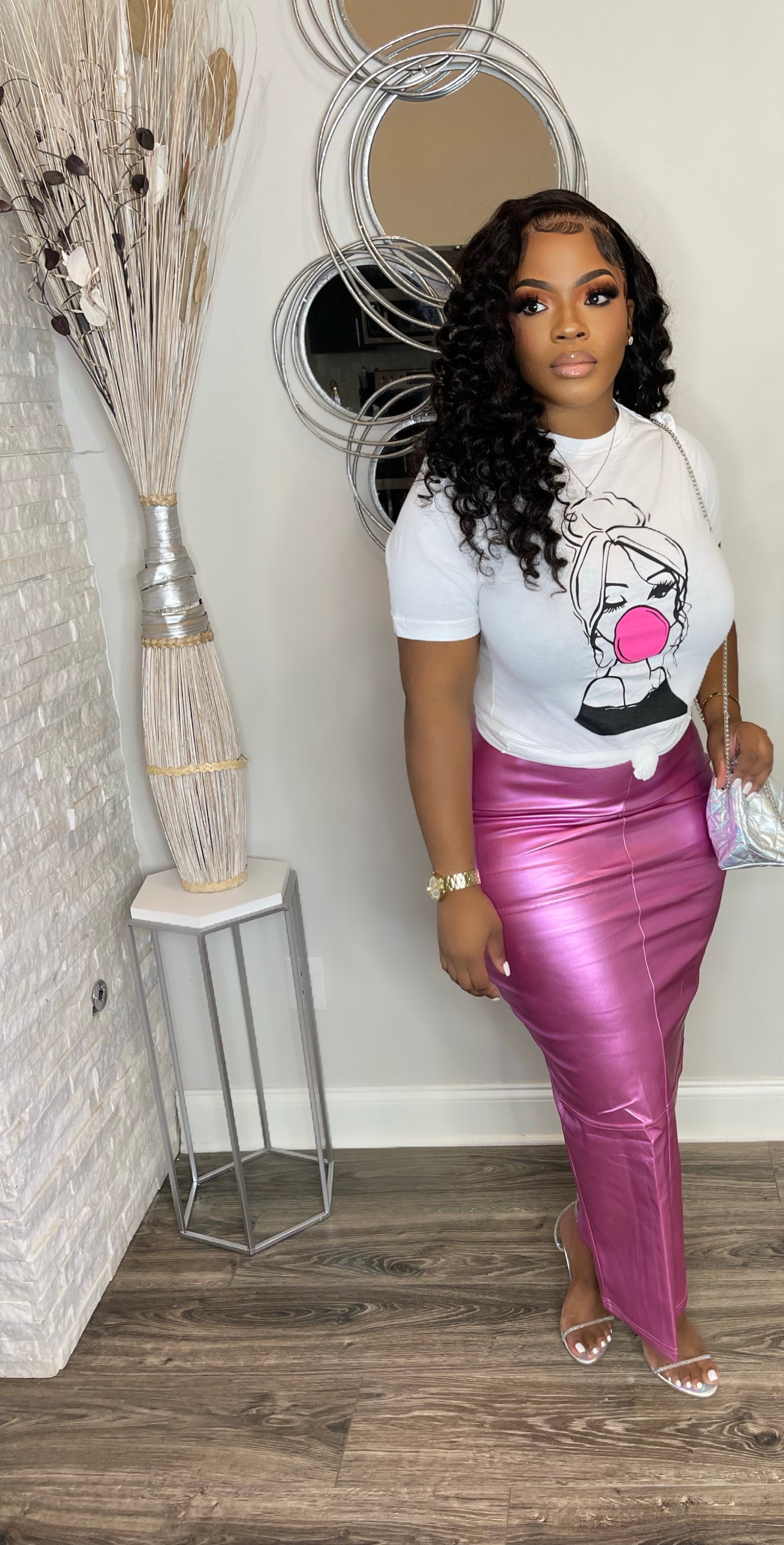RESTOCK PREORDER SHIP 09/30/23 Metallic Skirt(pink)