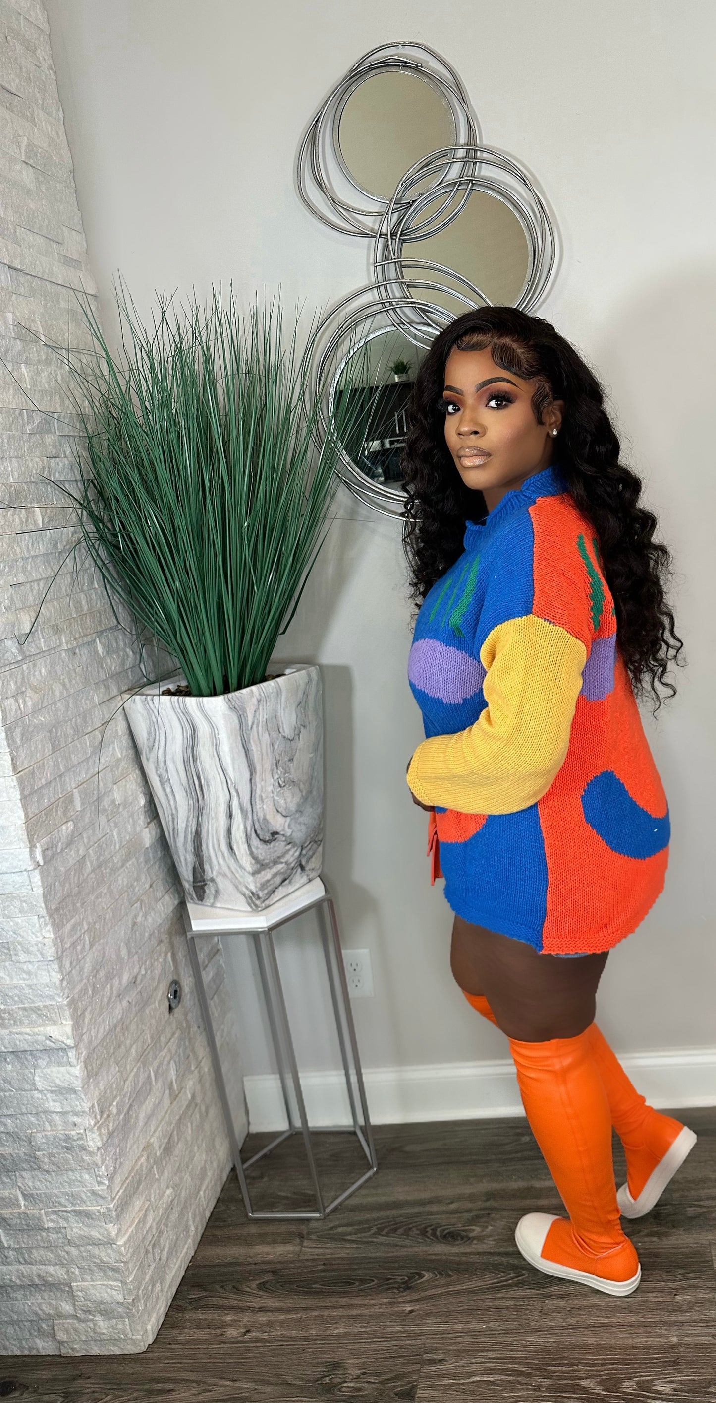 Smiley Colorblock Sweater