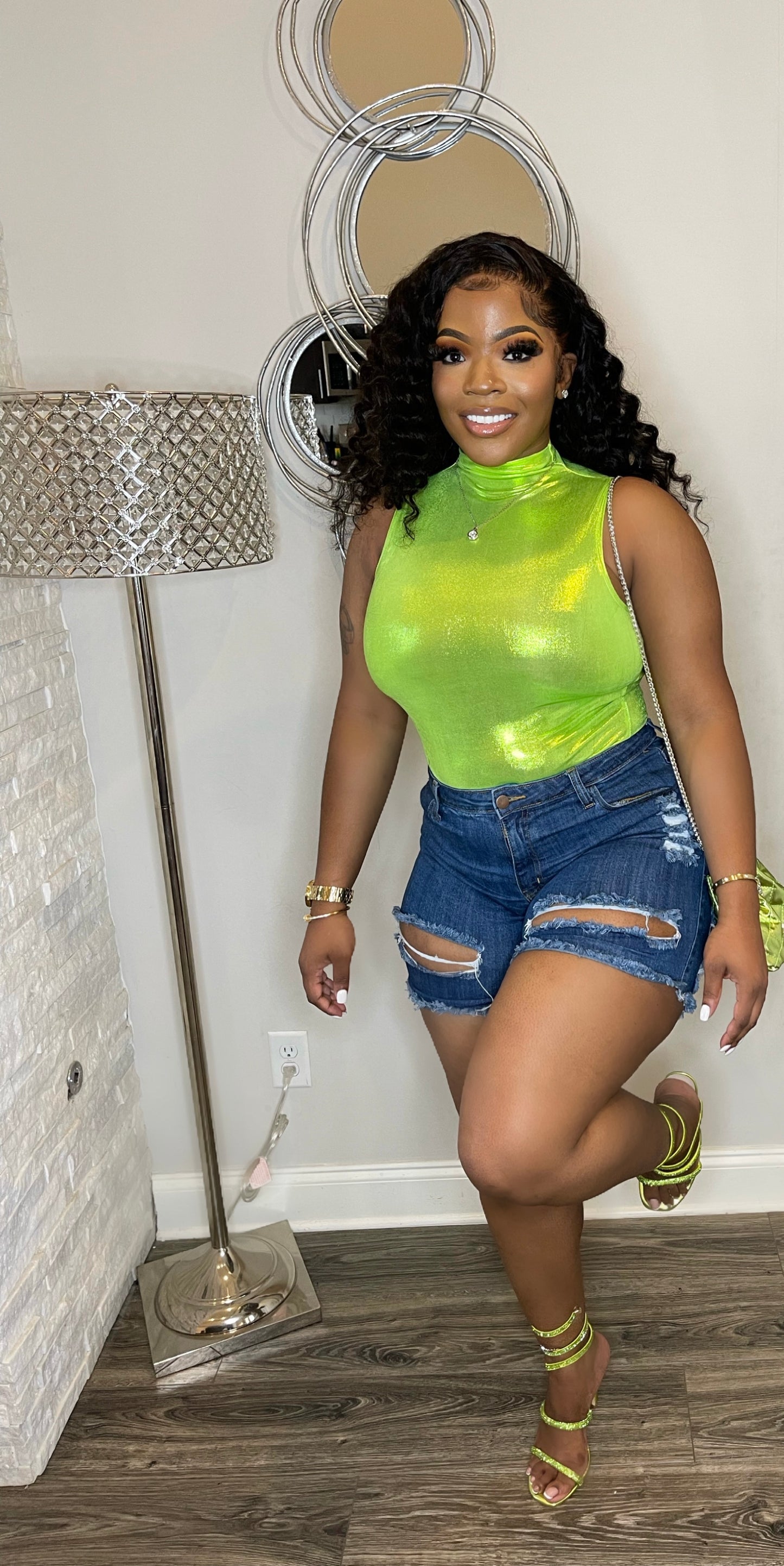 RESTOCK Metallic Bodysuit(green)