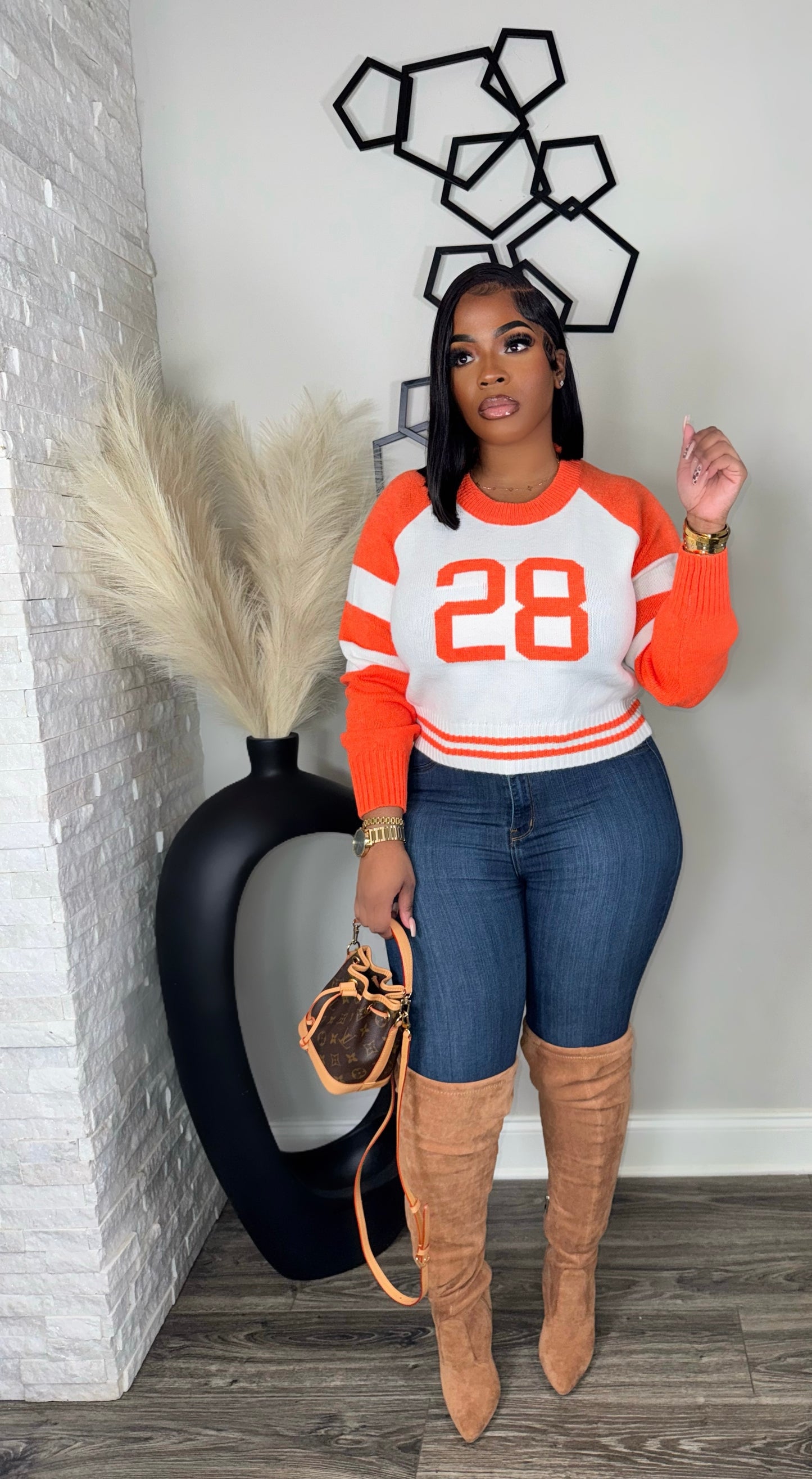 Great 28 Crop Sweater(orange)