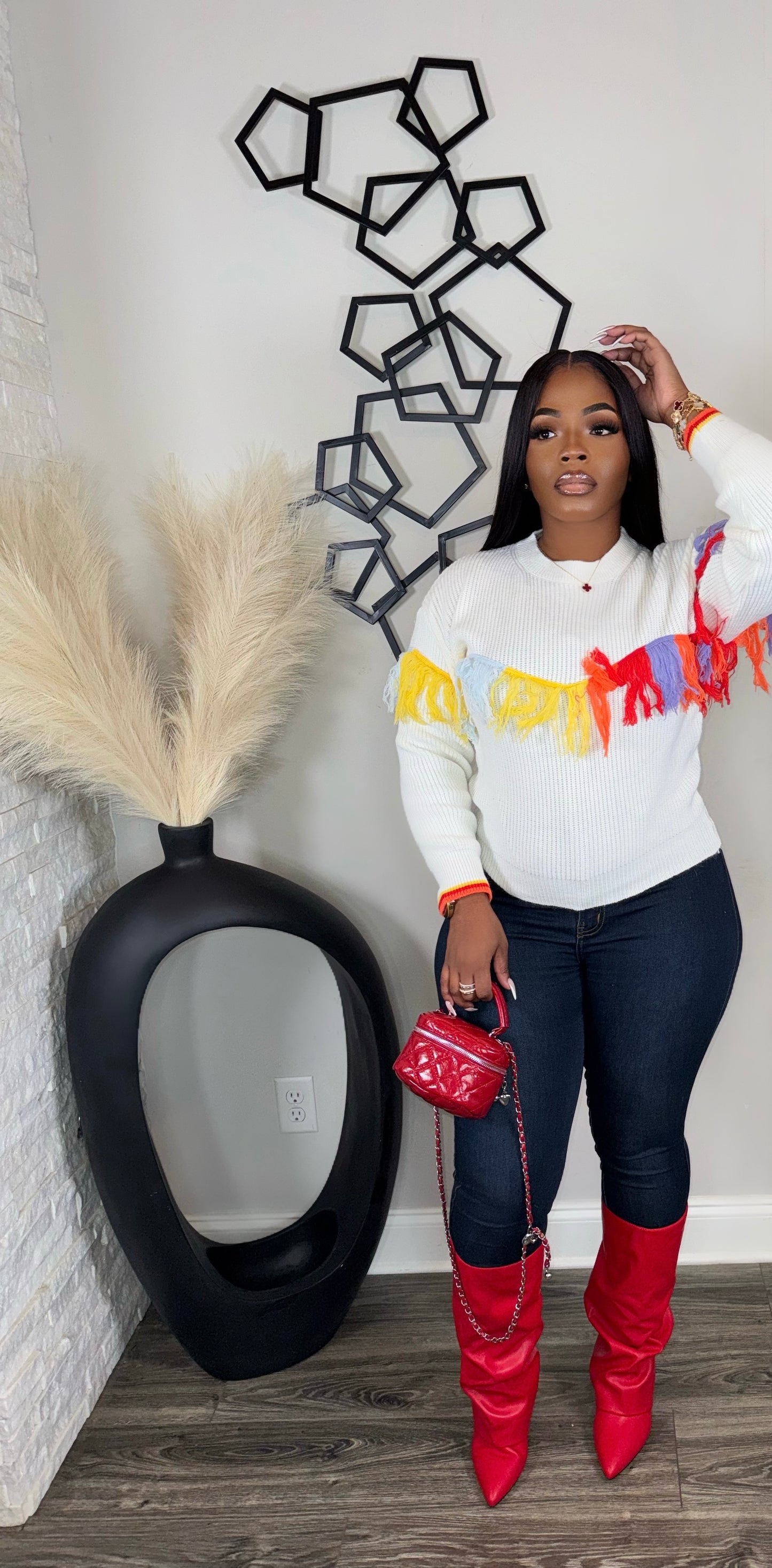 Giving Me The Feels Sweater(white)