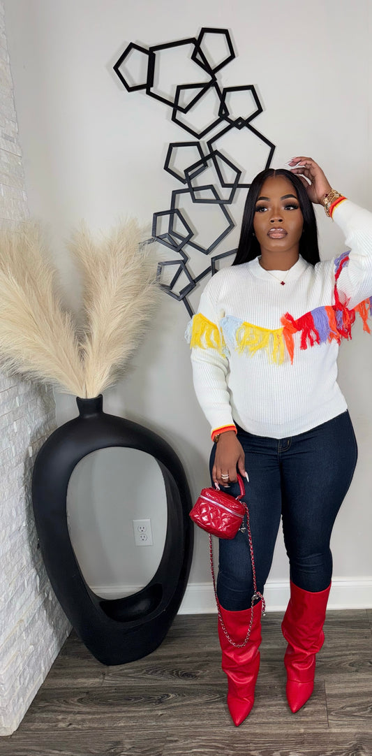 Giving Me The Feels Sweater(white)