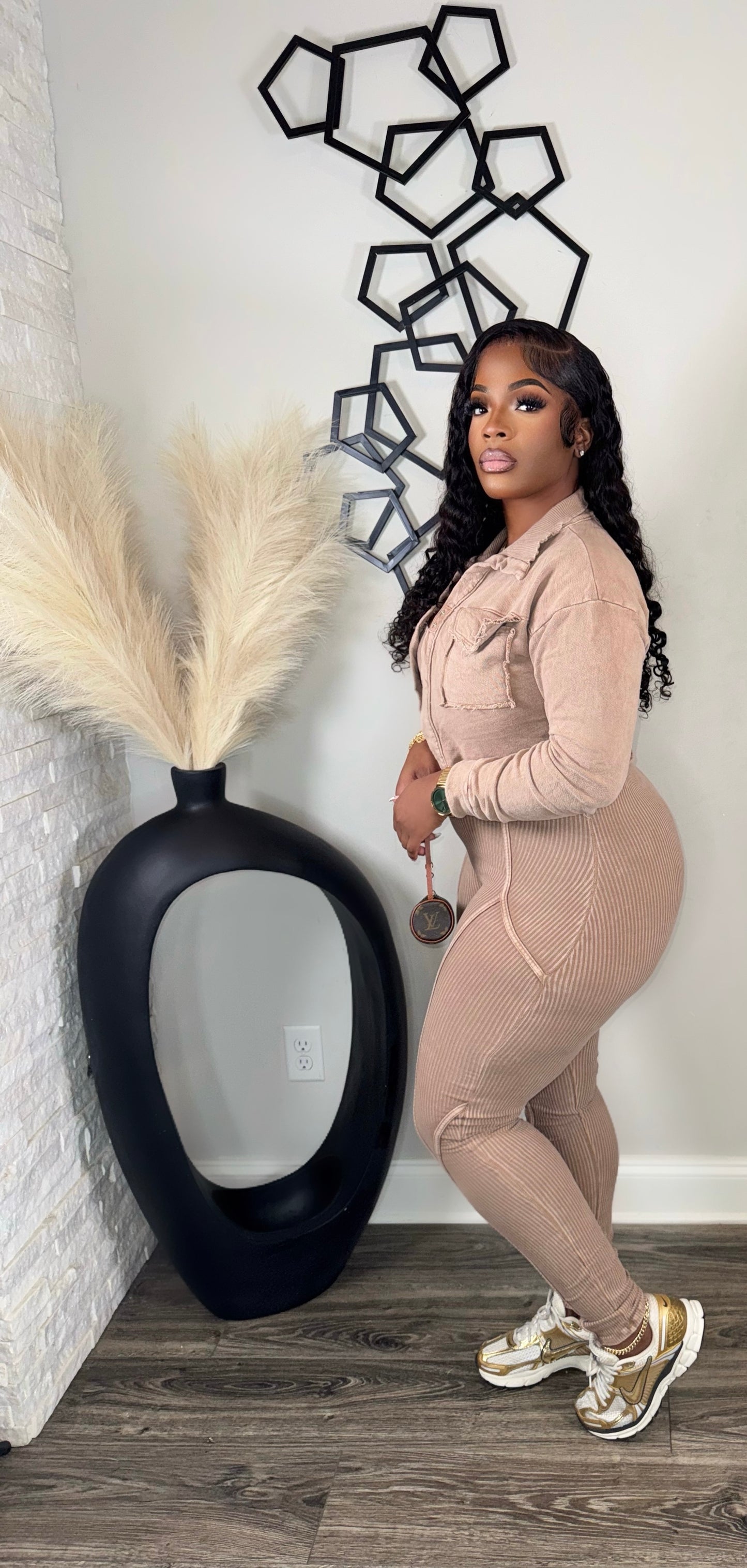 In The Spotlight Jumpsuit Set(mocha)