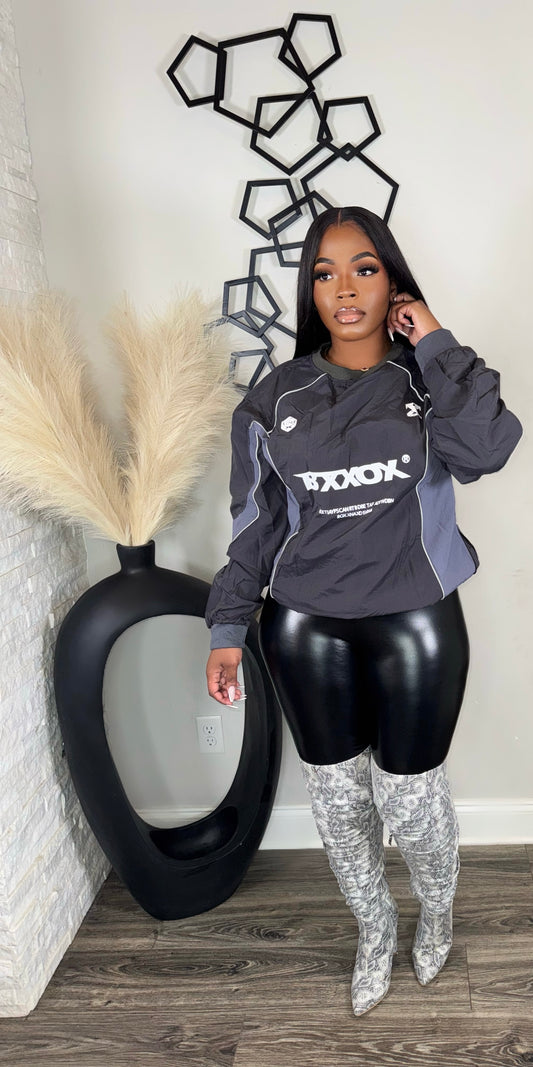 Luxe&Sporty Windbreaker Top(black)