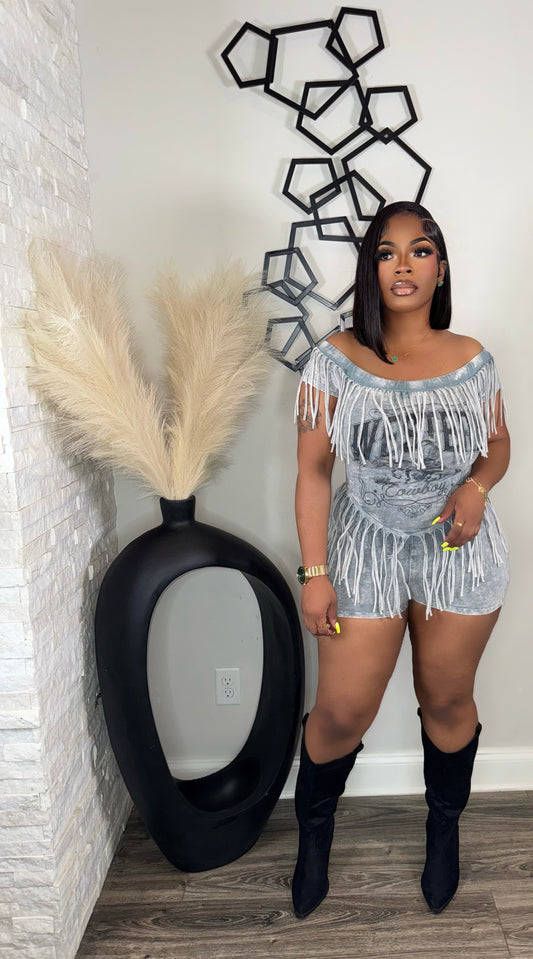 Glam Rodeo Romper(cement)