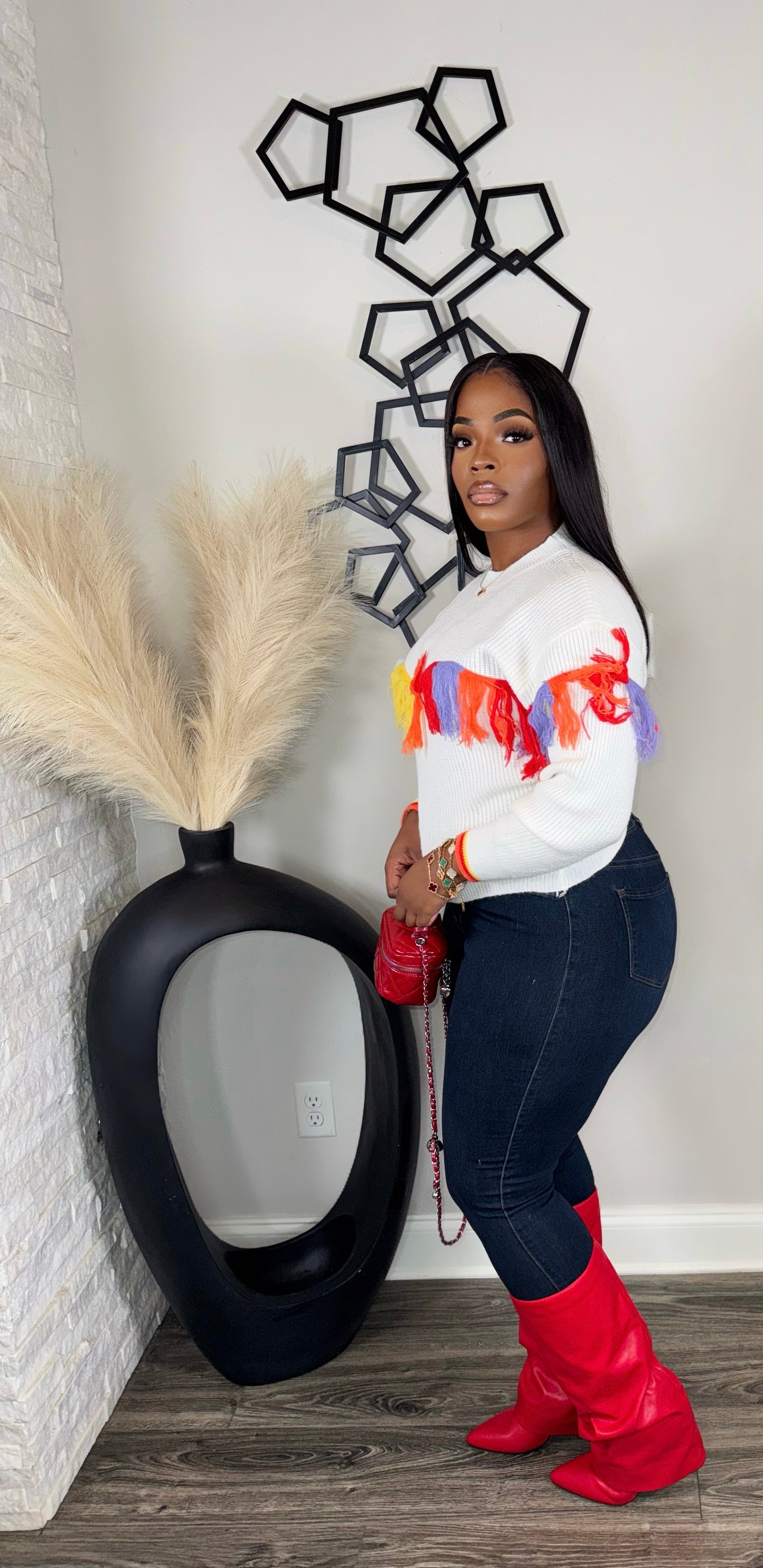 Giving Me The Feels Sweater(white)