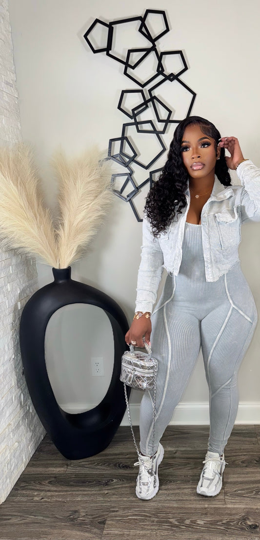 In The Spotlight Jumpsuit Set(cement)