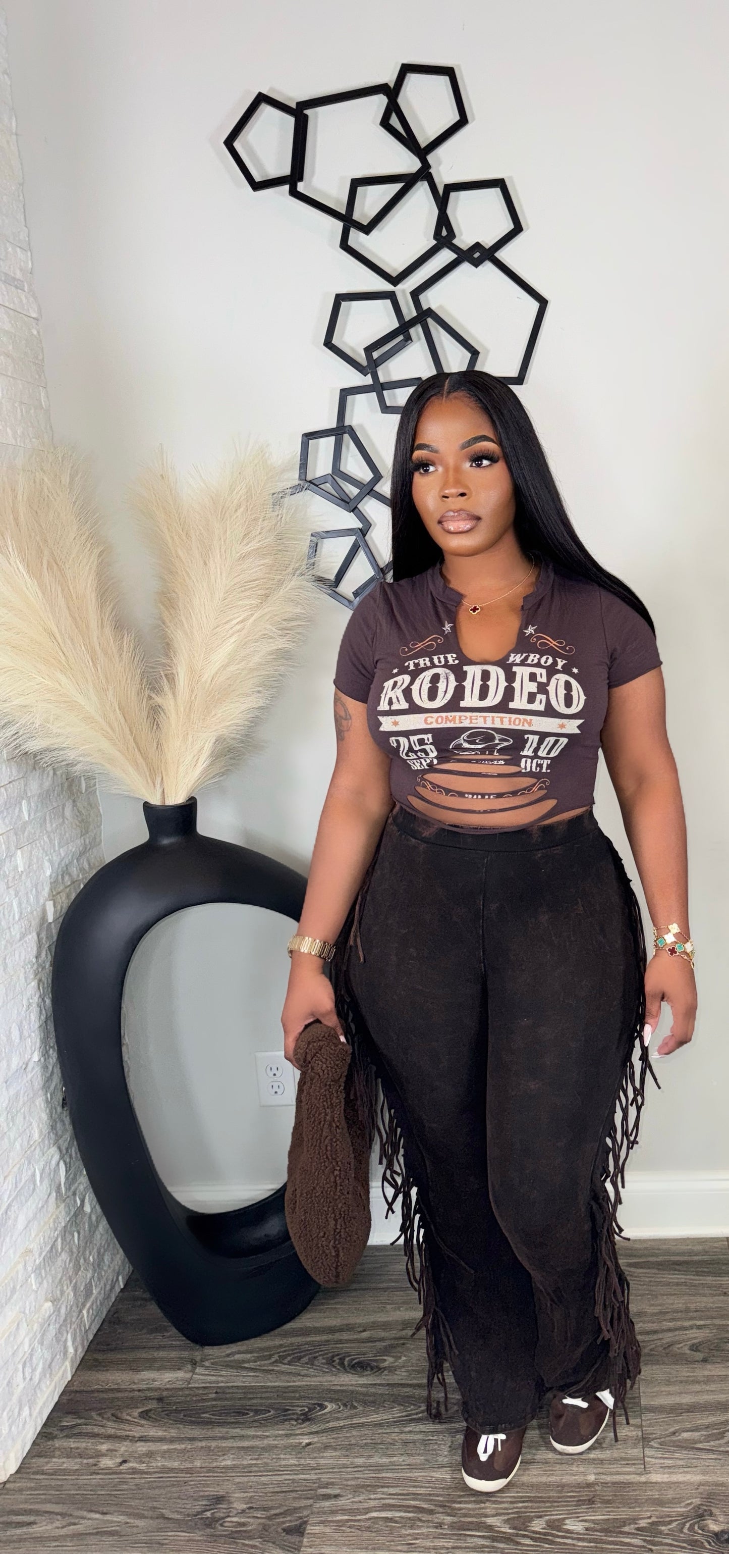 Rodeo Crop Shirt(brown)