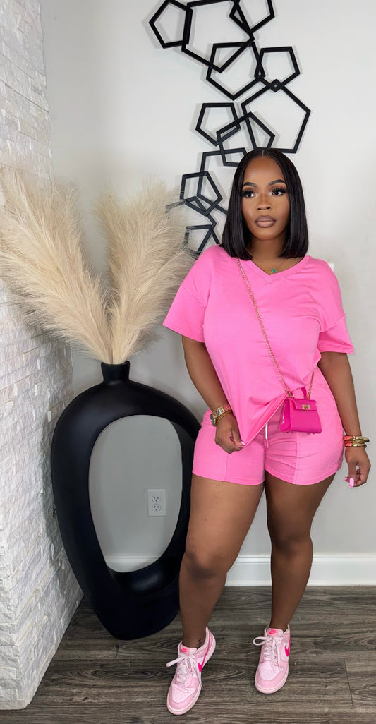 Chill Vibe Short Set(pink)