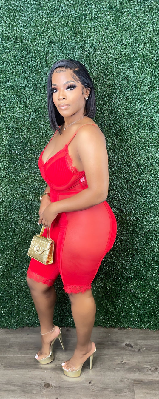 Lady In Red Jumpsuit